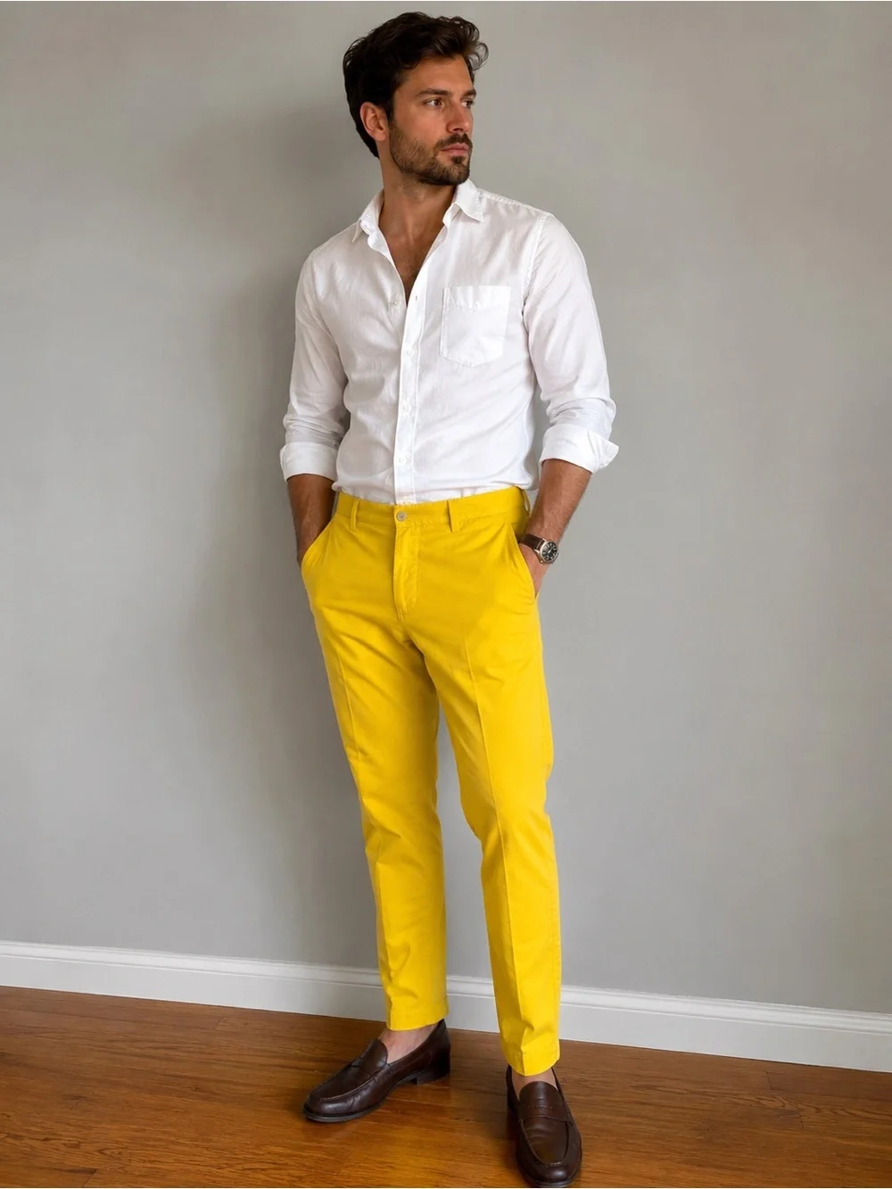 Banana Republic Aiden Chino Pants 44x32 Yellow Slim Fit Stretch Chinos NWT